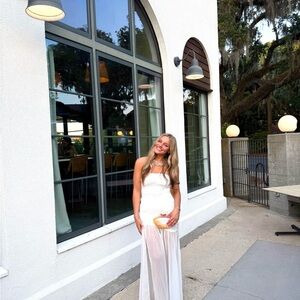 Lane201 White Mesh Maxi Dress